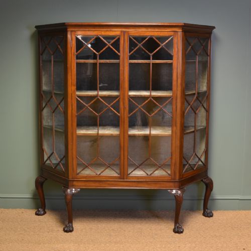 Unusual High Quality Edwardian Walnut Antique Display Cabinet
