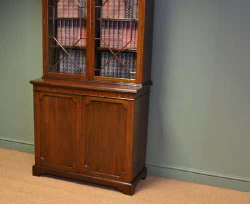 fig 1. Superb Edwardian Astragal Glazed Mahogany Bookcase on Cupboard
