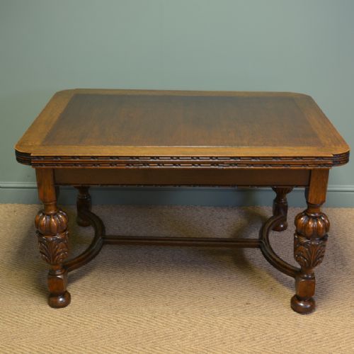 Quality Edwardian Pineapple Leg Antique Oak Extending Dining Table