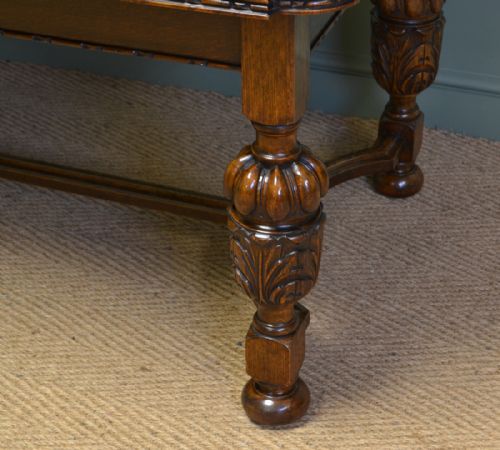fig 2. Quality Edwardian Pineapple Leg Antique Oak Extending Dining Table