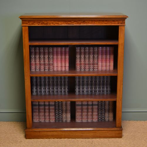 
Spectacular Quality Victorian Figured Mahogany Antique Open Bookcase
