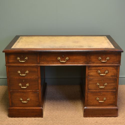 Edwardian Walnut Heals of London Antique Pedestal Desk