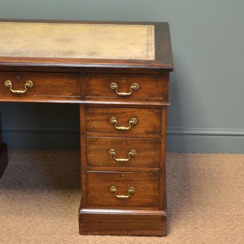 fig 1. Edwardian Walnut Heals Of London Antique Pedestal Desk