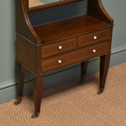 fig 1. Unusual Edwardian Mahogany Antique Cheval Mirror with Drawers