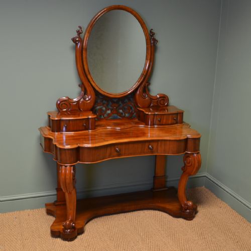 High Quality Victorian Figured Mahogany Antique Dressing Table