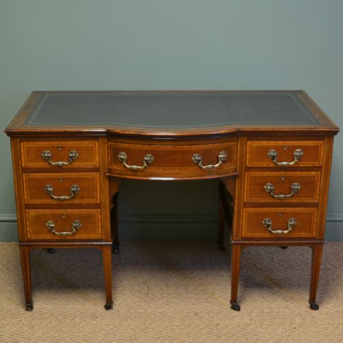 Fine Quality Victorian Inlaid Fiddle Back Mahogany Antique Writing Desk
