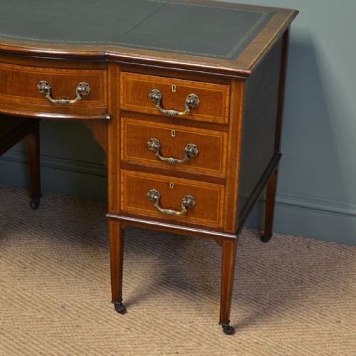 fig 1. Fine Quality Victorian Inlaid Fiddle Back Mahogany Antique Writing Desk