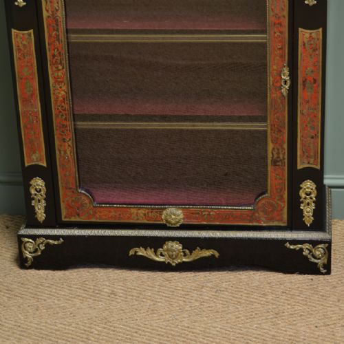 fig 1. Spectacular Rare Pair Of Decorative Victorian Boulle Glazed Pier Cabinets