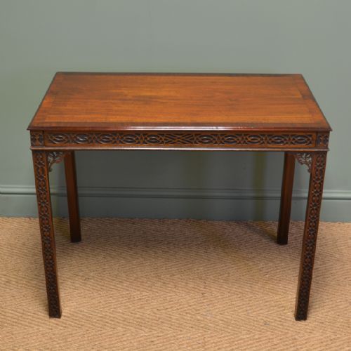 Superb Quality Edwardian Mahogany Chippendale Revival Antique Side / Writing Table