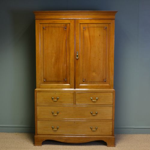 Superb Quality Figured Walnut Antique Edwardian Linen Press by Sopwith & Co