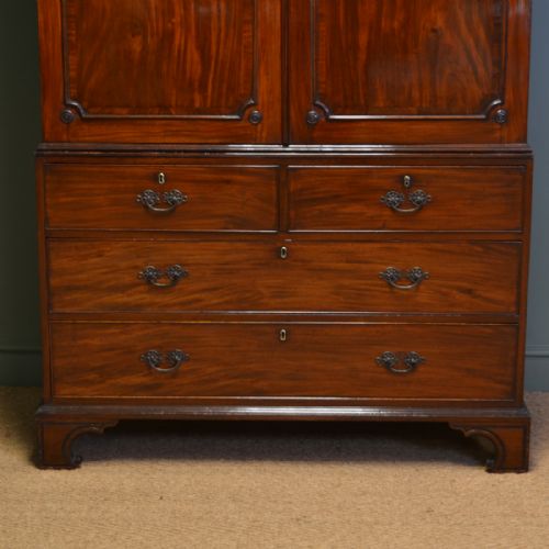 fig 1. Superb Quality Georgian Figured Mahogany Antique Linen Press