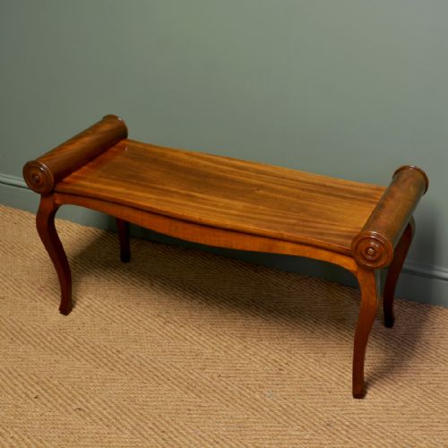 Unusual Edwardian Antique Mahogany Window Seat