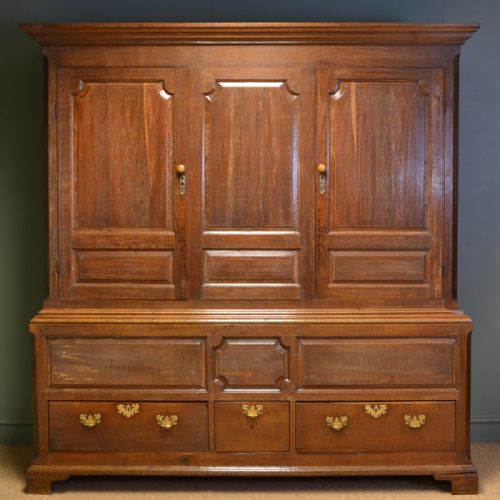 Huge Georgian Antique Oak Harness Cupboard