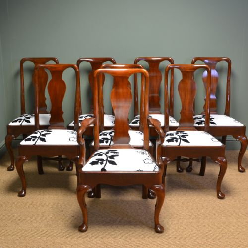 Superb Quality Set of Eight Edwardian Mahogany Antique Dining Chairs