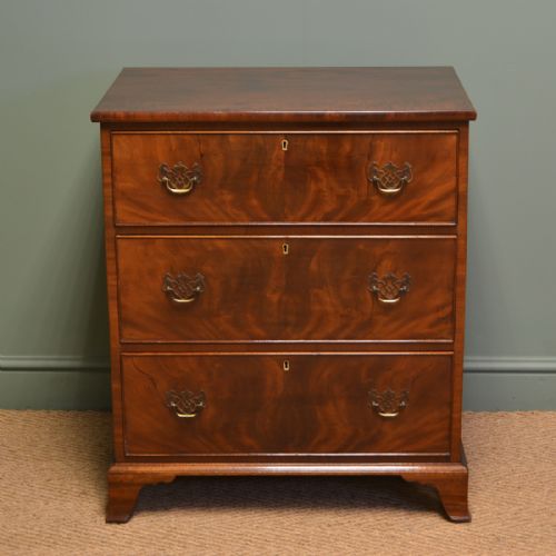 Superb Quality Small Victorian Figured Mahogany Antique Chest of Drawers