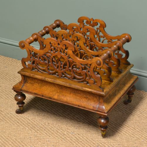 
Spectacular Victorian Figured Walnut Antique Canterbury 
