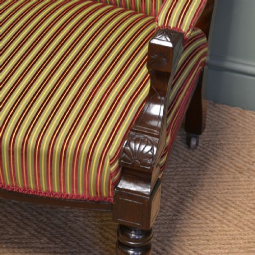 fig 1. Striking Victorian Walnut Upholstered Antique Arm Chair