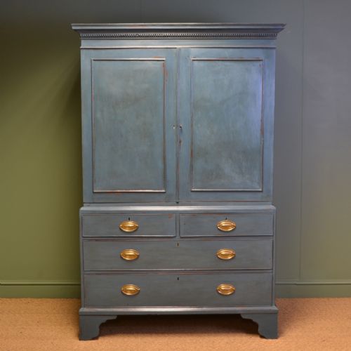 
Country Georgian Antique Painted Linen Press / Wardrobe
