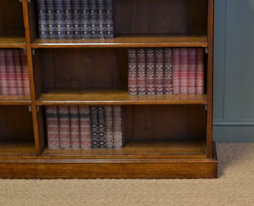 fig 1. Quality Victorian Antique Oak Open Double Bookcase