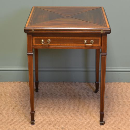 Quality Edwardian Mahogany Antique Envelope Card Table