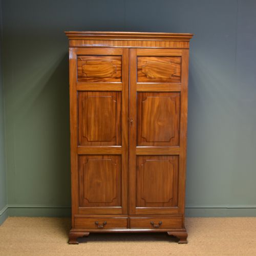 Quality Figured Mahogany Antique Victorian Double Wardrobe