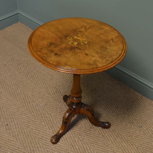Spectacular Victorian Inlaid Walnut Antique Occasional Table