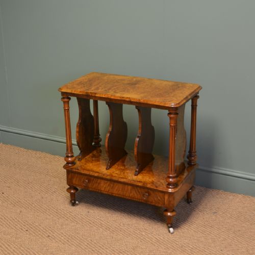 Sensational Victorian Figured Burr Walnut Antique Canterbury / Magazine Rack