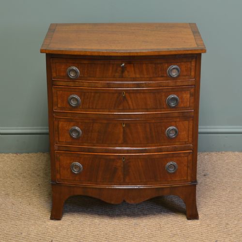 Small Edwardian Mahogany Bow Fronted Antique Chest of Drawers
