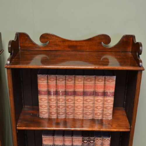 fig 1. Unusual Pair of Edwardian Antique Walnut Open Bookcases