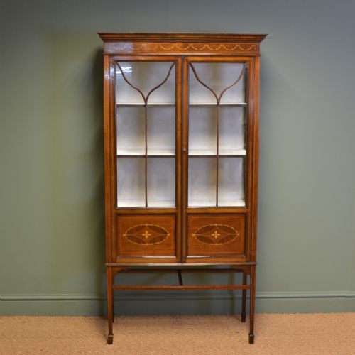 Elegant Edwardian Inlaid Antique Mahogany Display Cabinet
