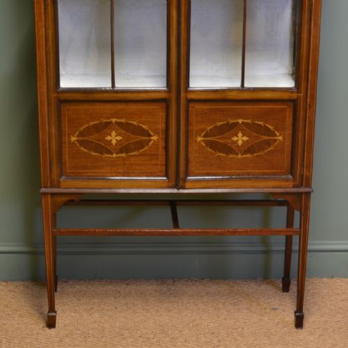 fig 1. Elegant Edwardian Inlaid Antique Mahogany Display Cabinet