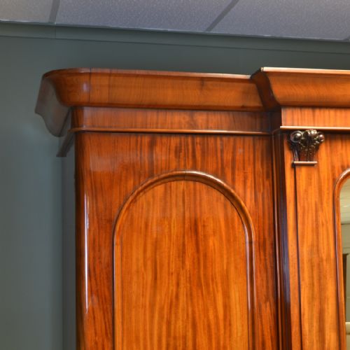 fig 2. Spectacular William IV Break Fronted Figured Mahogany Antique Triple Wardrobe