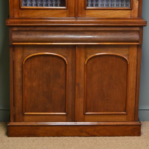 fig 1. Beautiful Victorian Mahogany Antique Glazed Bookcase on Cupboard