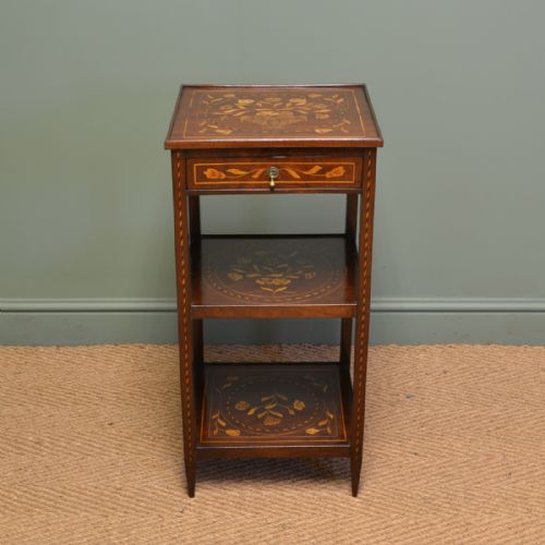 fig 1. Decorative Elegant Dutch Marquetry Walnut Inlaid Antique Victorian Side Table