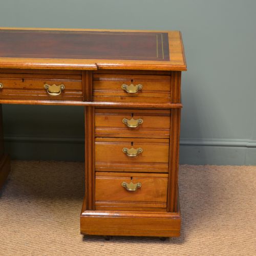 fig 1. Spectacular Walnut Break Fronted Victorian Antique Pedestal Desk