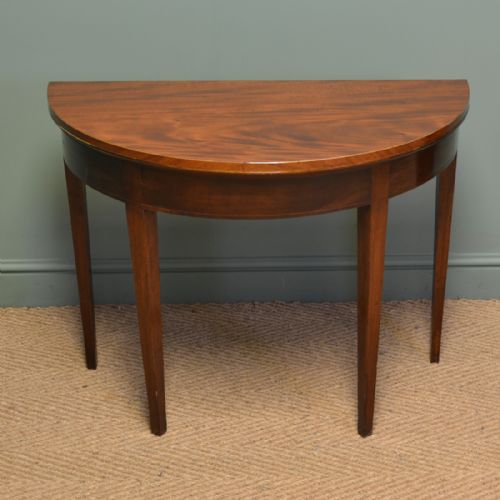 Elegant D Shaped Regency Mahogany Antique Console / Games Table