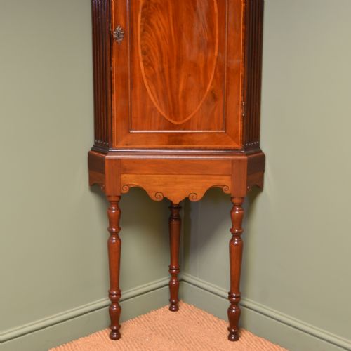 fig 1. Elegant Georgian Figured Mahogany Antique Corner Cupboard on Stand