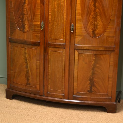 fig 1. Spectacular Figured Mahogany Bow Fronted Edwardian Antique Double Wardrobe