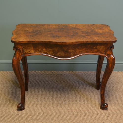 
Striking Victorian Figured Walnut Antique Side / Console Table
