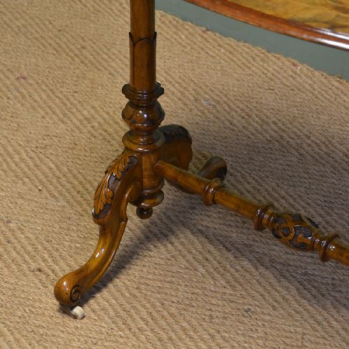 fig 1. Beautifully Figured Victorian Antique Walnut Oval Occasional Side Table