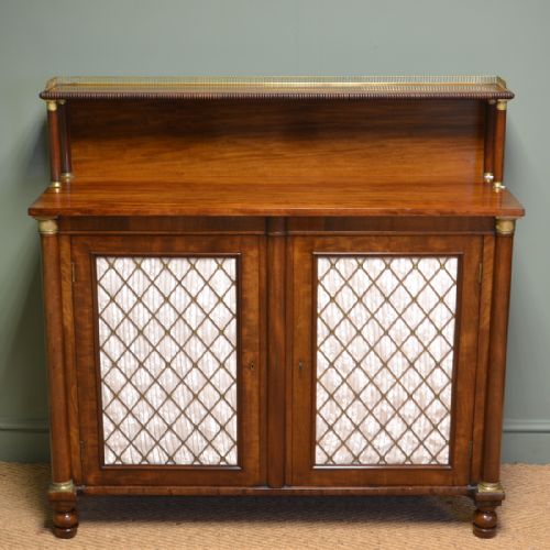 Magnificent Quality Regency Figured Mahogany Antique Chiffonier / Cupboard