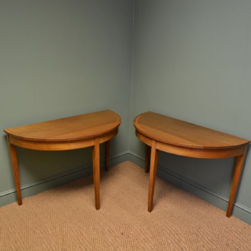 Pair of Antique Edwardian Walnut D End Side / Console Tables