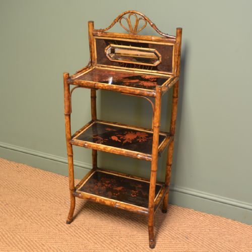 Unusual Victorian Antique Decorative Bamboo What Not / Side Table