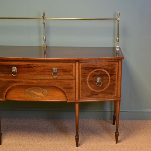 fig 1. Striking Victorian Inlaid Mahogany Bow Fronted Antique Sideboard