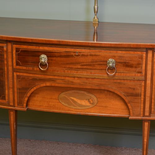 fig 2. Striking Victorian Inlaid Mahogany Bow Fronted Antique Sideboard