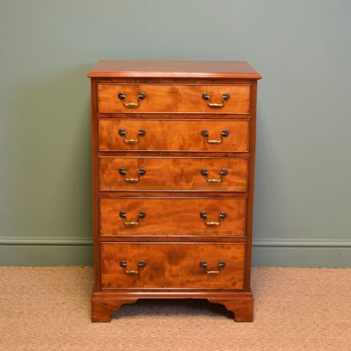 
Beautifully Figured Edwardian Mahogany Antique Tall / Slim Chest of Drawers
