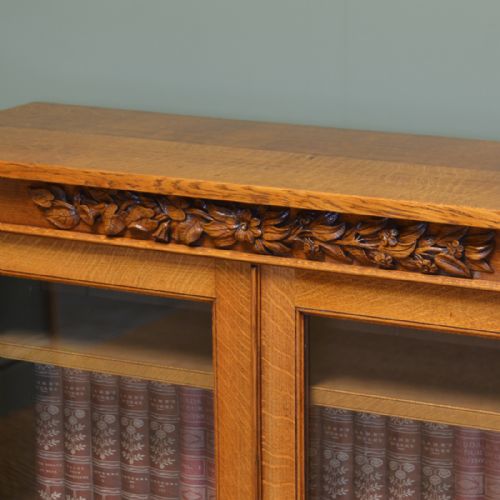 fig 1. Striking Gillows of Lancaster Golden Oak Victorian Antique Bookcase