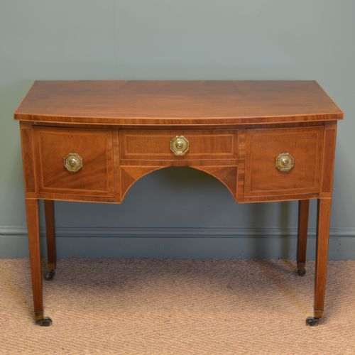 Stunning Victorian Rich Mahogany Bow Fronted Antique Writing / Side Table