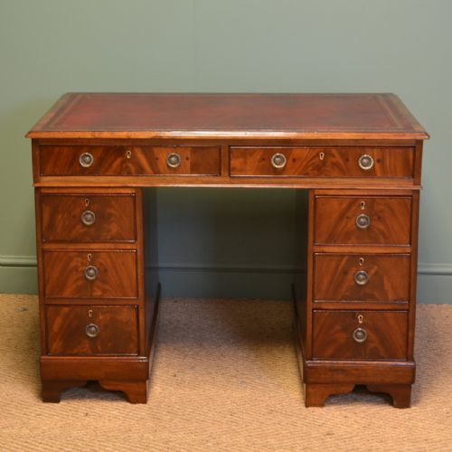 Small Victorian Mahogany Antique Pedestal Desk