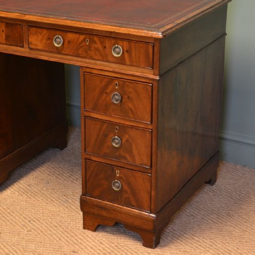 fig 1. Small Victorian Mahogany Antique Pedestal Desk